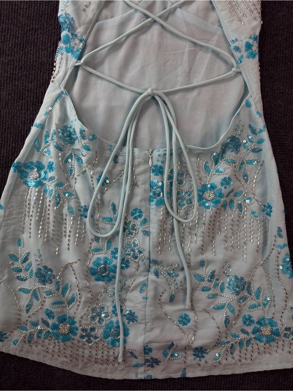 Peppermayo Light Blue Vietta Sequin Cami Micro Mini Dress size 4 or size Small - Picture 10 of 15